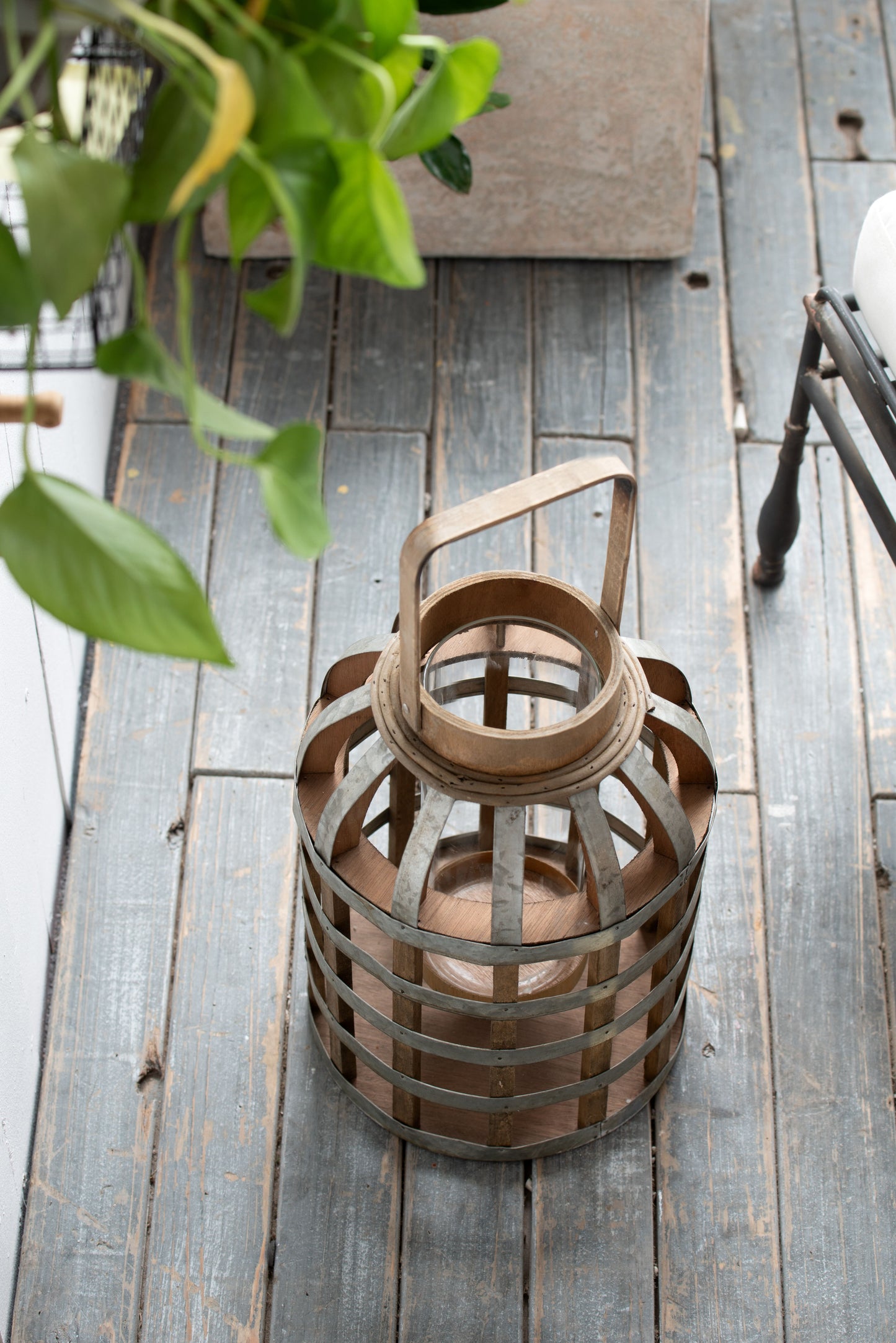 Decorative Lantern With Handle, Wooden Lantern For Indoor Outdoor, Home Garden Wedding - Silver