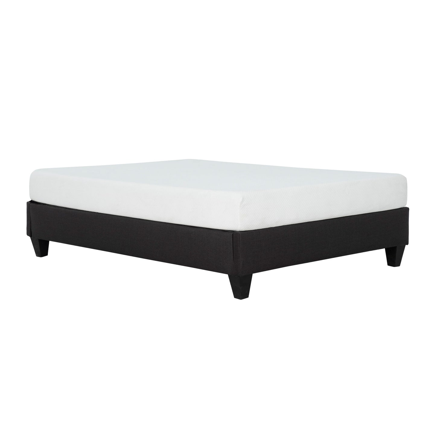 Twin Size, Modern Upholstered Platform Bed Frame, Solid Wood & Plywood Construction - Dark Gray