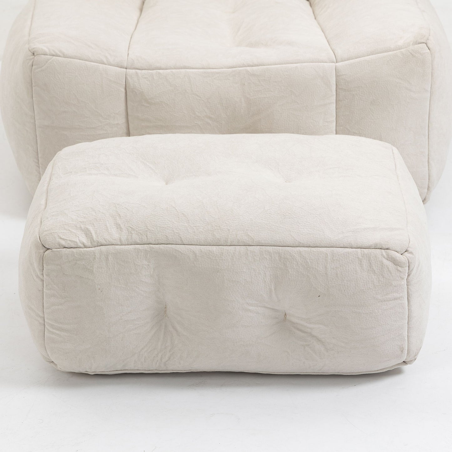 Fluffy Bean Bag Chair, Comfortable Bean Bag For Adults And Children, Super Soft Lazy Sofa Chair With Memory Foam And Ottoman, Indoor Modern Focus Bean Bag Chair For Living Room, Bedroom, Apartment - White