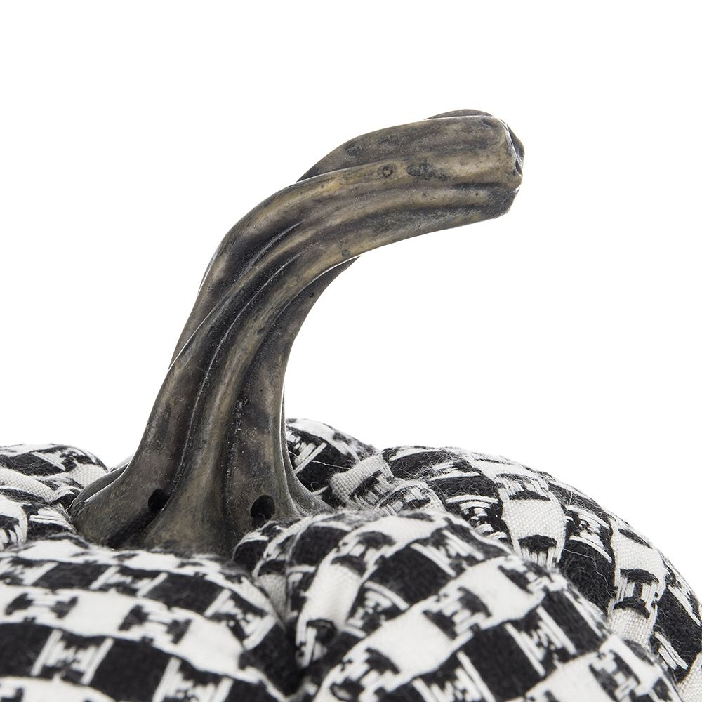 Plaid Pumpkin Decor, For Holiday Halloween Decoration (Set of 2) - Black / White