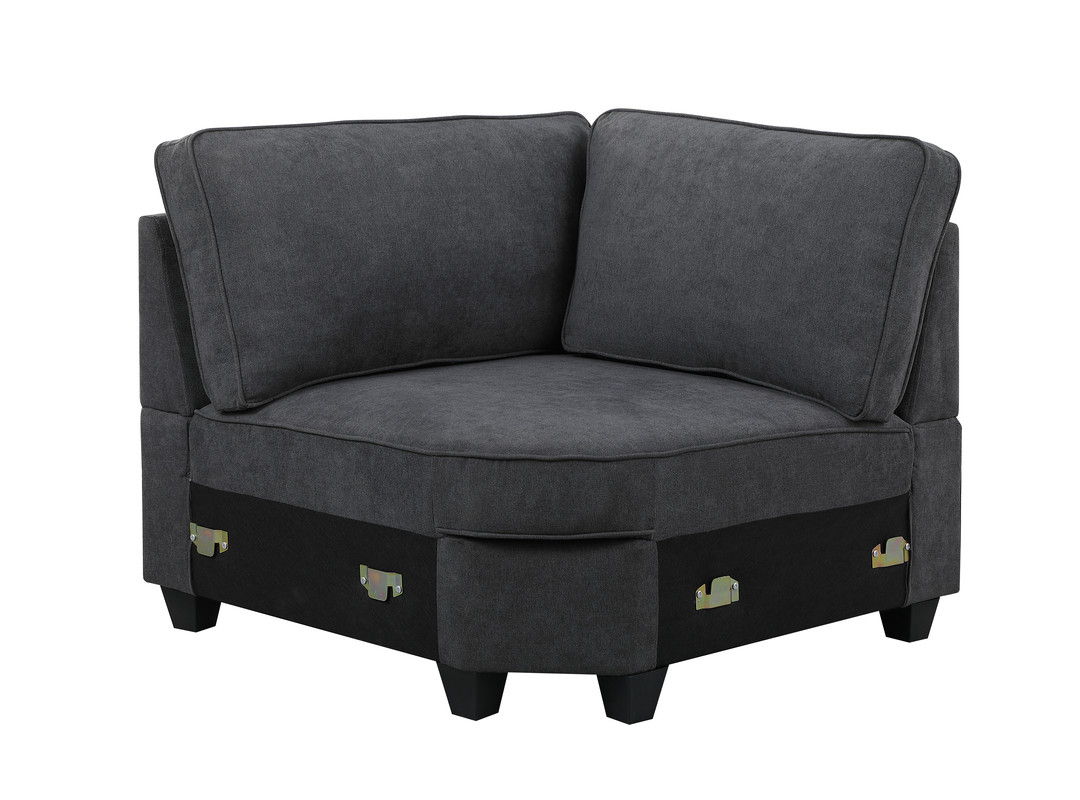 Leo - Woven 8 Piece Modular L-Shape Sectional Sofa And Ottoman - Dark Gray
