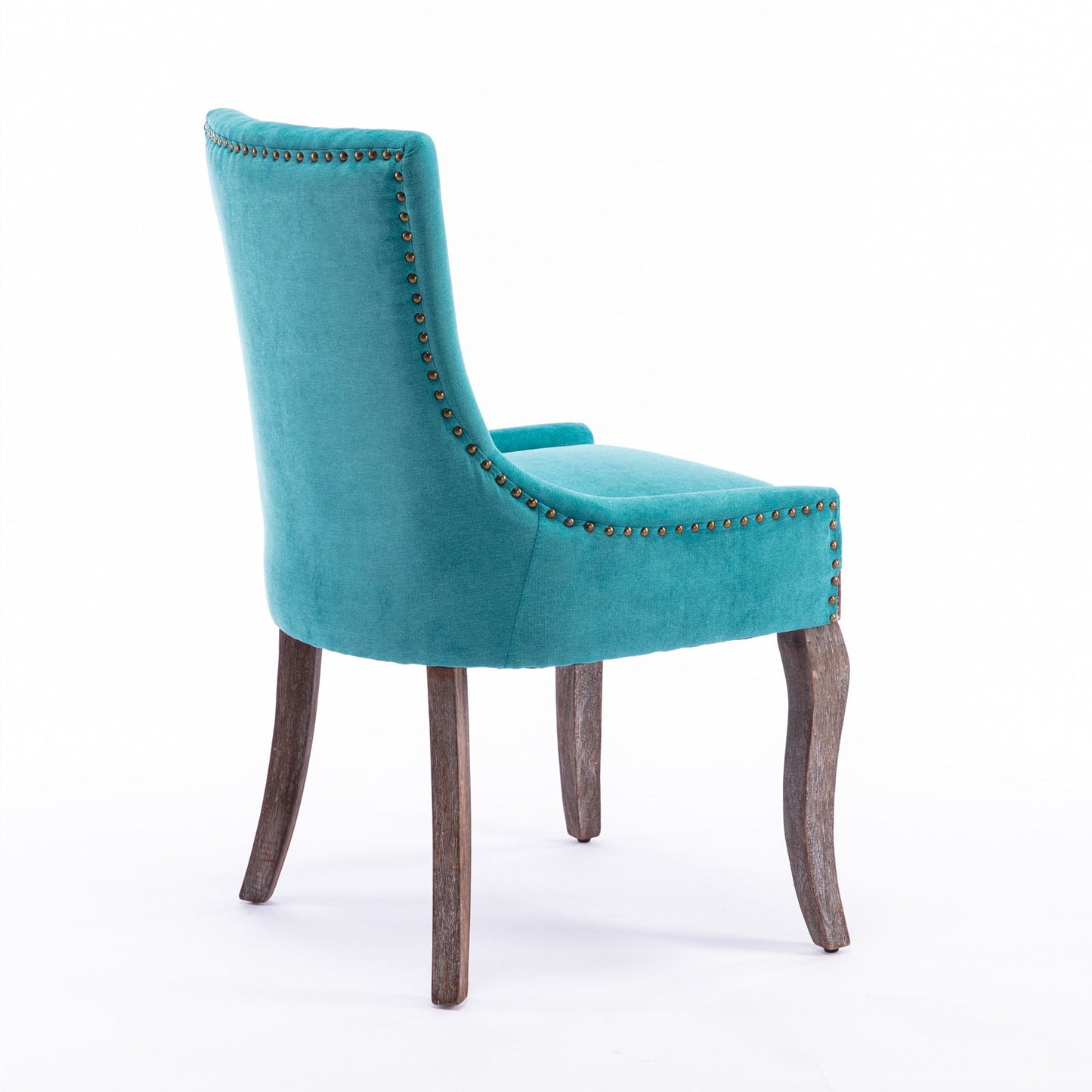 Ultra Side Dining Chair,Thickened Fabric Chairs With Neutrally Toned Solid Wood Legs, Bronze Nail Head (Set of 2) - Blue