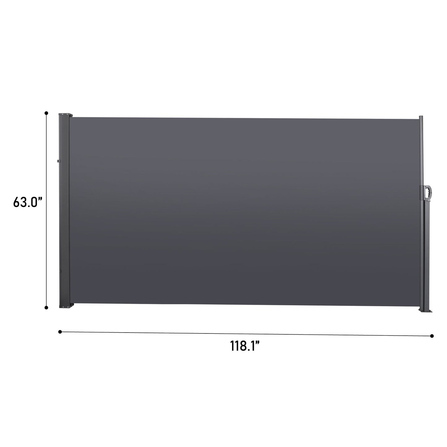 118.1" Retractable Side Screen Awning, Uv Resistant, Waterproof, Patio Privacy Screen For Garden, Balcony, Courtyard - Dark Gray