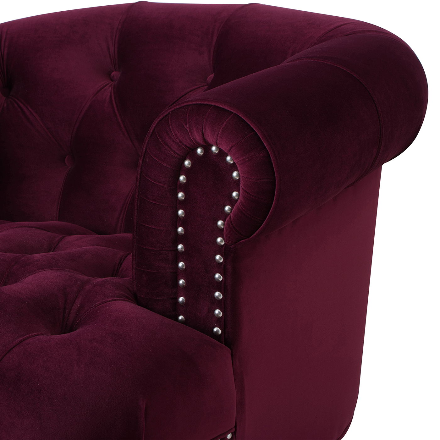 La Rosa - Victorian Tufted Upholstered Accent Chair - Burgundy