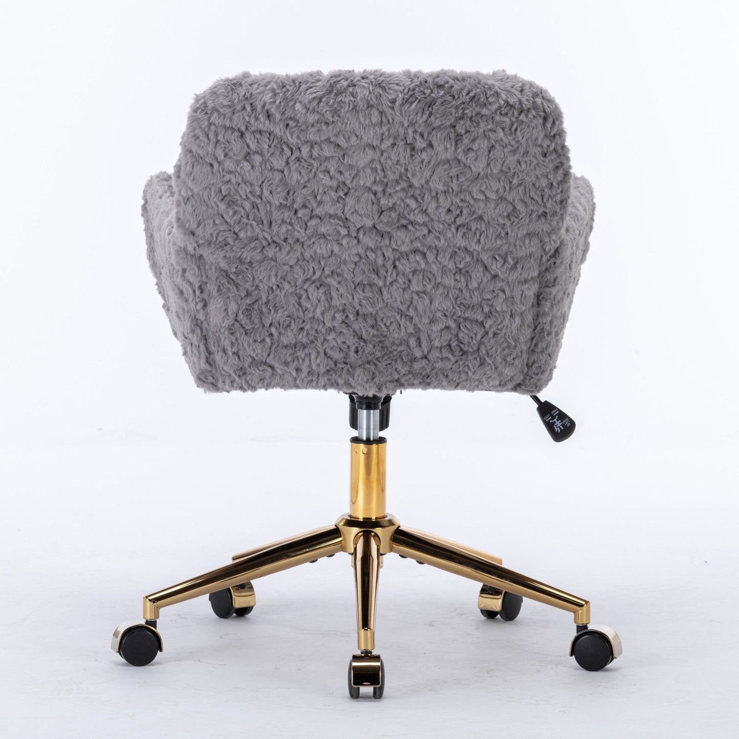 Office Chair, Artificial Rabbit Hair Home Office Chair With Golden Metal Base, Adjustable Desk Chair Swivel Office Chair, Vanity Chair - Gray