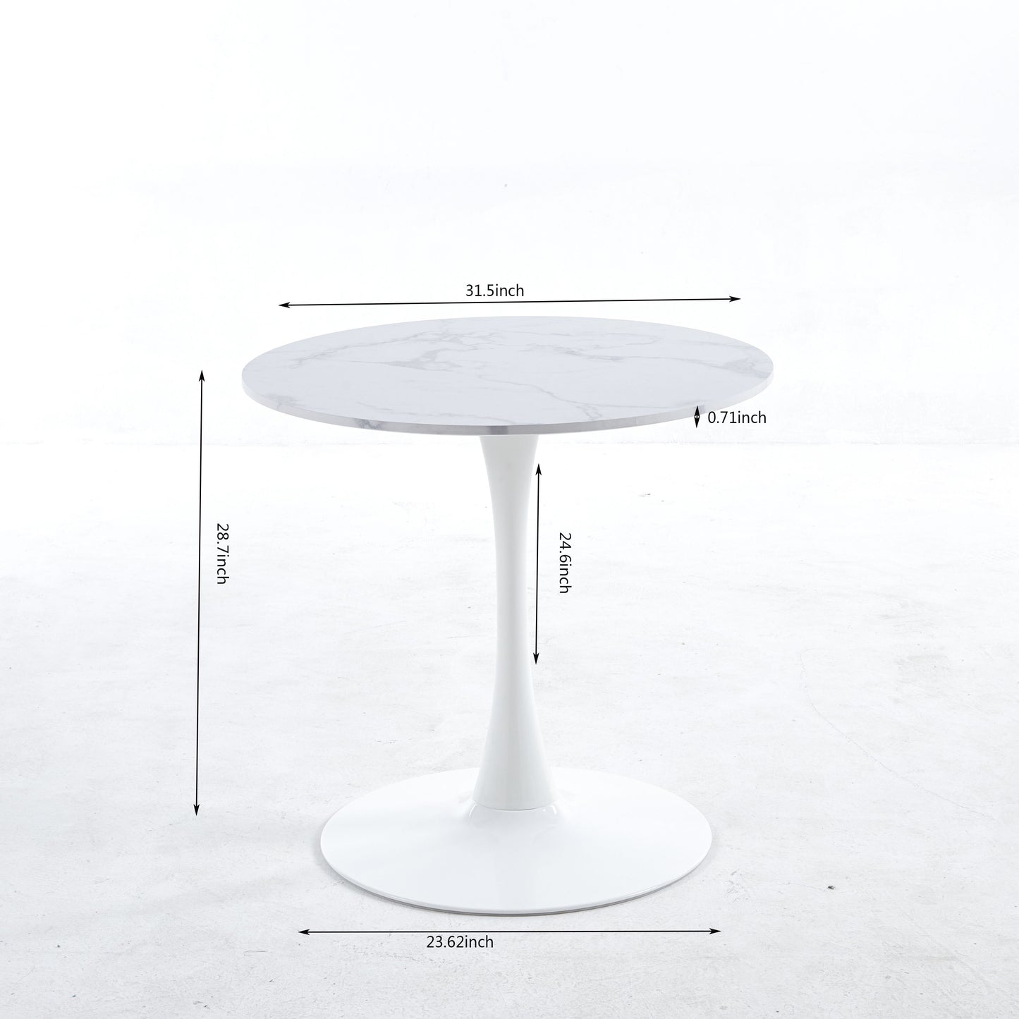 Tulip Special Dining Table, Marble Color Top - White