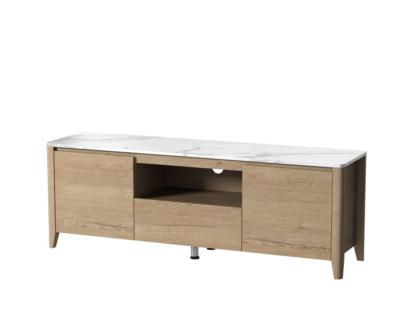 Modern TV Stand With LED Lights Entertainment Center TV Cabinet With Storage For Up To 80" For Gaming Living Room Bedroom - Natural Wood Wash