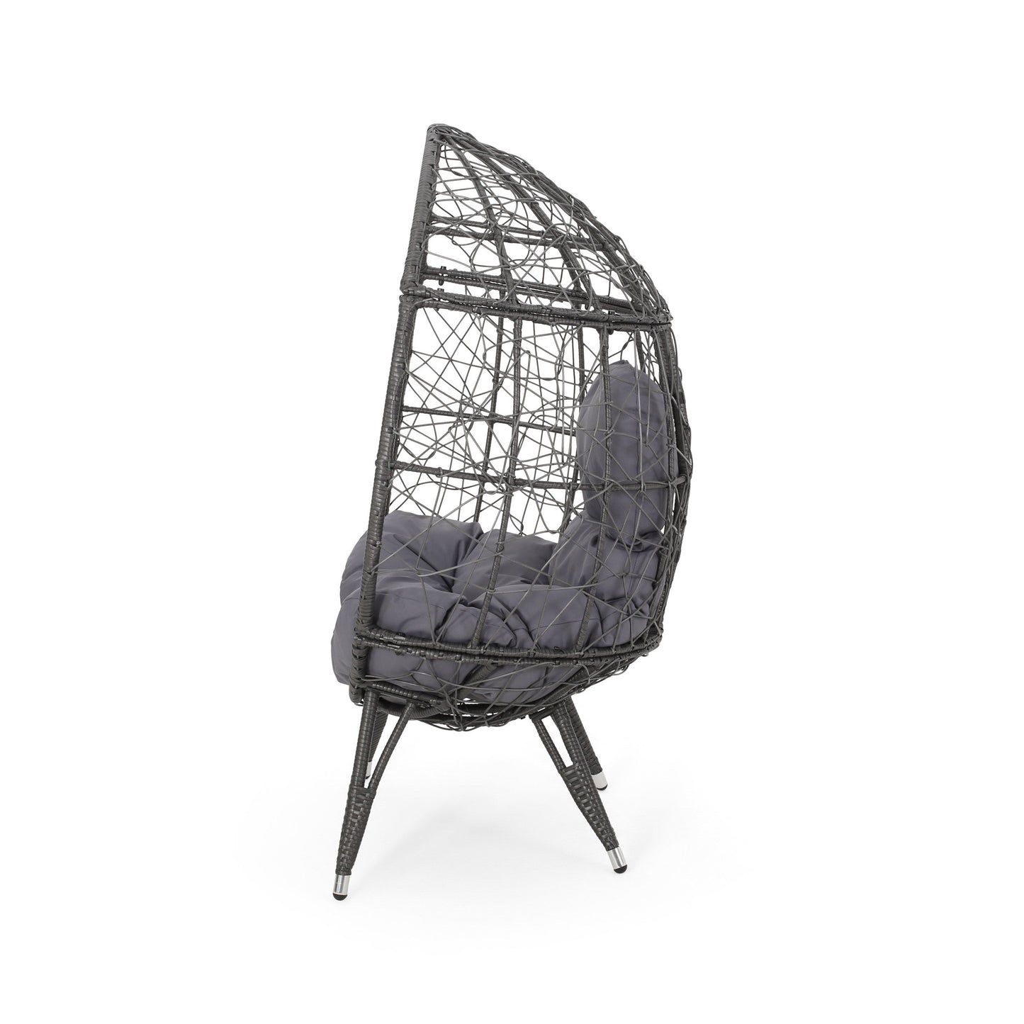 Cosmos - Round Hammered Iron Teardrop Chair - Gray
