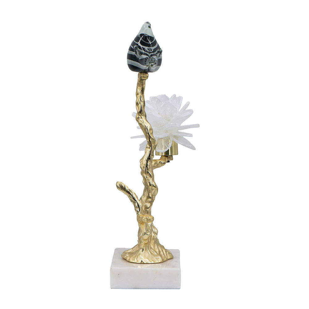 Candle Holder With Marble Stand - Multicolor