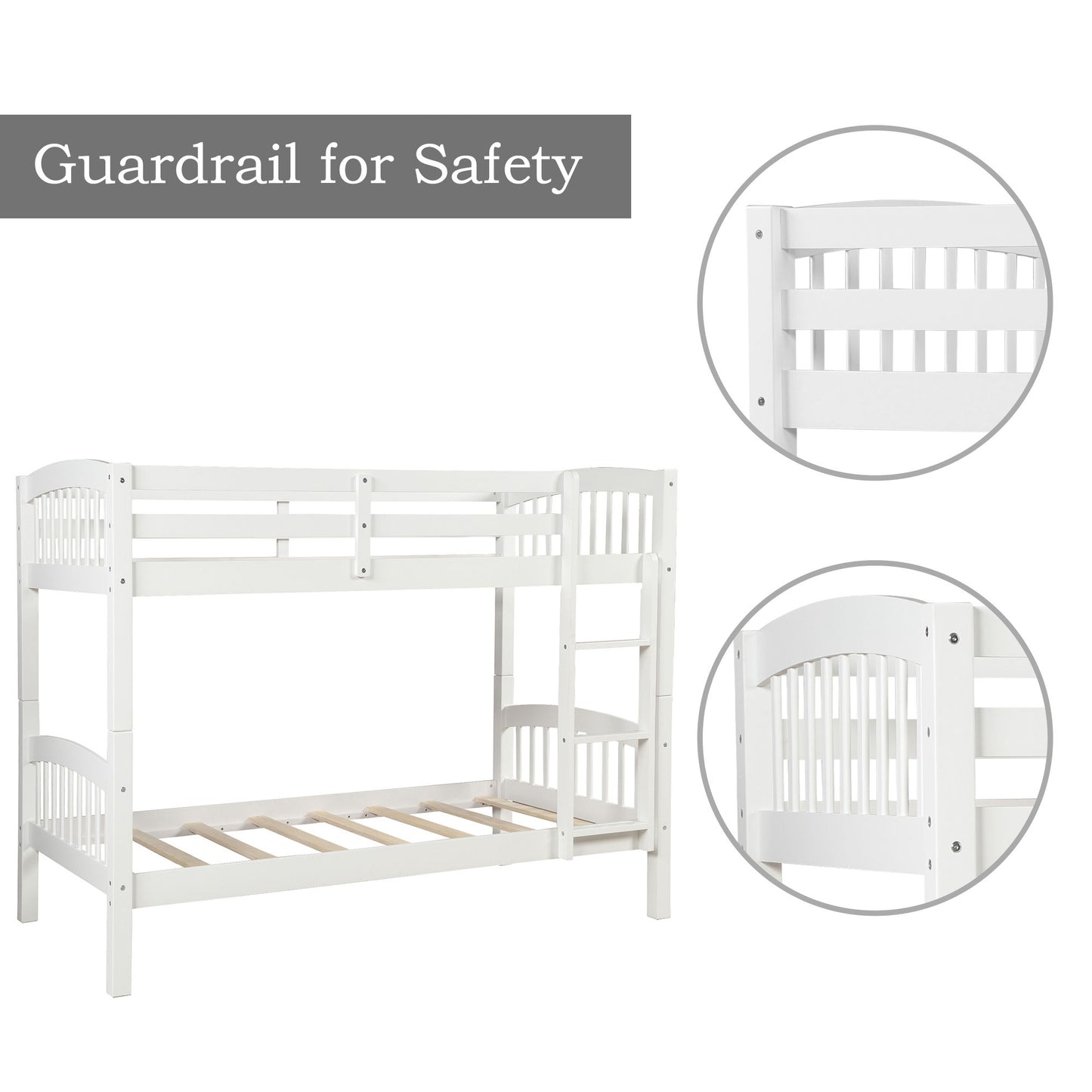 Twin Over Twin Bunk Bed & Ladder - White