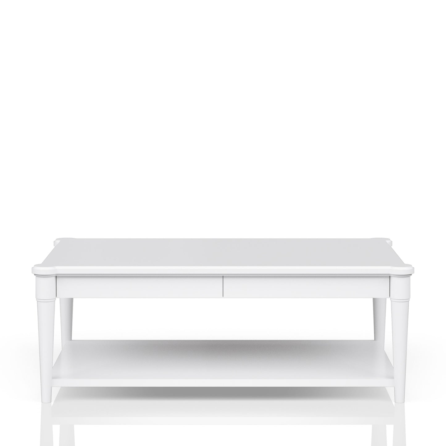 Cocktail Table With Two Storage Drawers And Casters - White