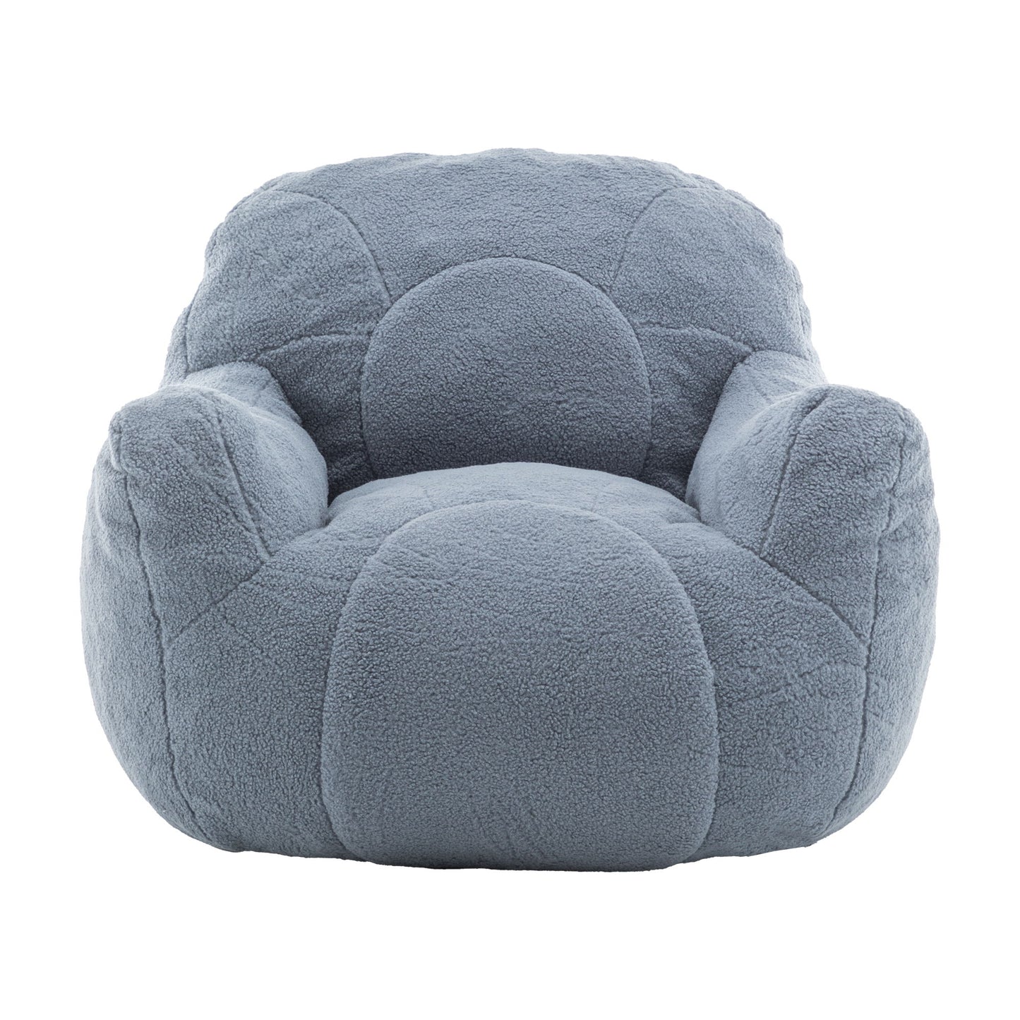 Comfy Bean Bag Chair With Filler, Tufted Memory Foam Sofa Teddy Fabric, Fluffy And Cozy Seating For Dorm, Apartment, Or Living Room - Light Blue
