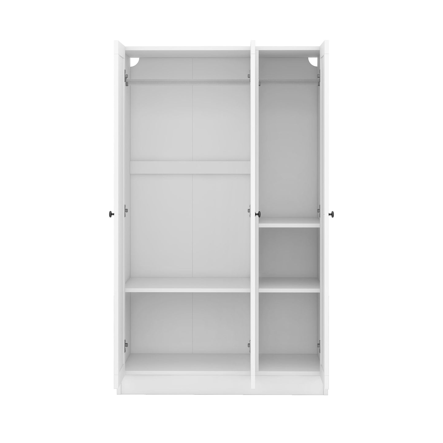 3 Door Shutter Wardrobe With Shelves - White