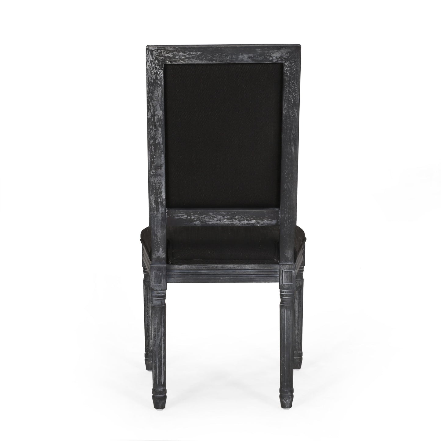 French Country Style Dining Chair Set With Upholstered Seating And Fluted Legs - Black