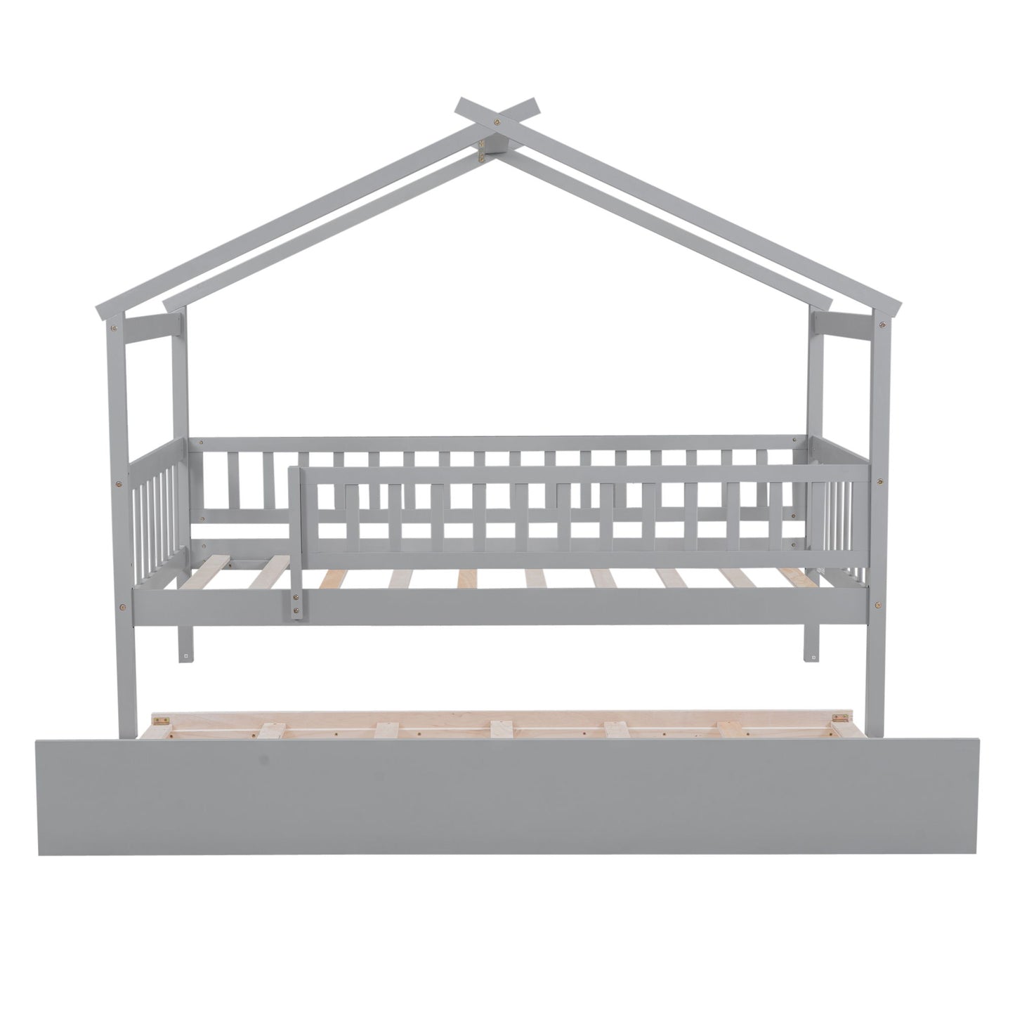 Twin Size House Bed & Twin Size Trundle - Gray