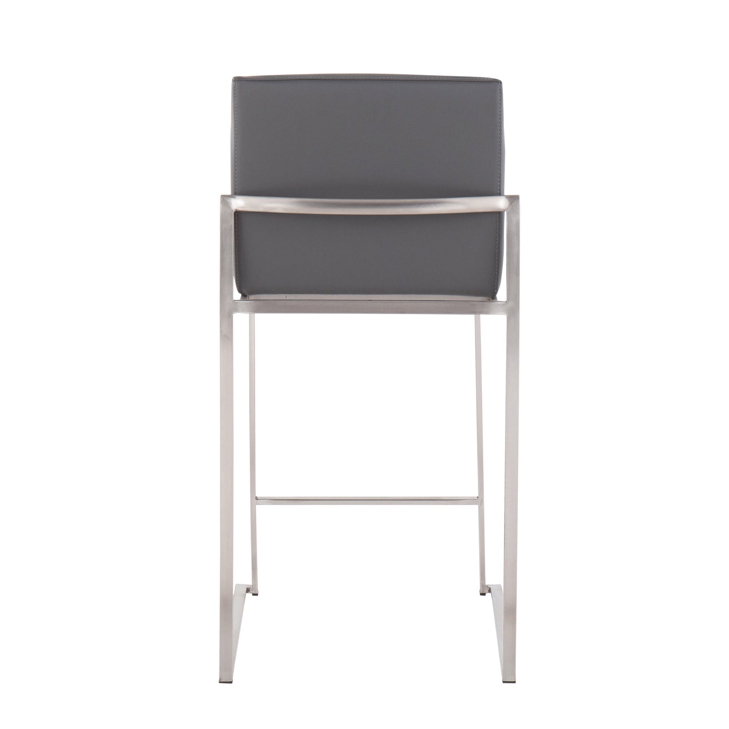 Fuji - Contemporary High Back Counter Stool (Set of 2) - Gray - Faux Leather