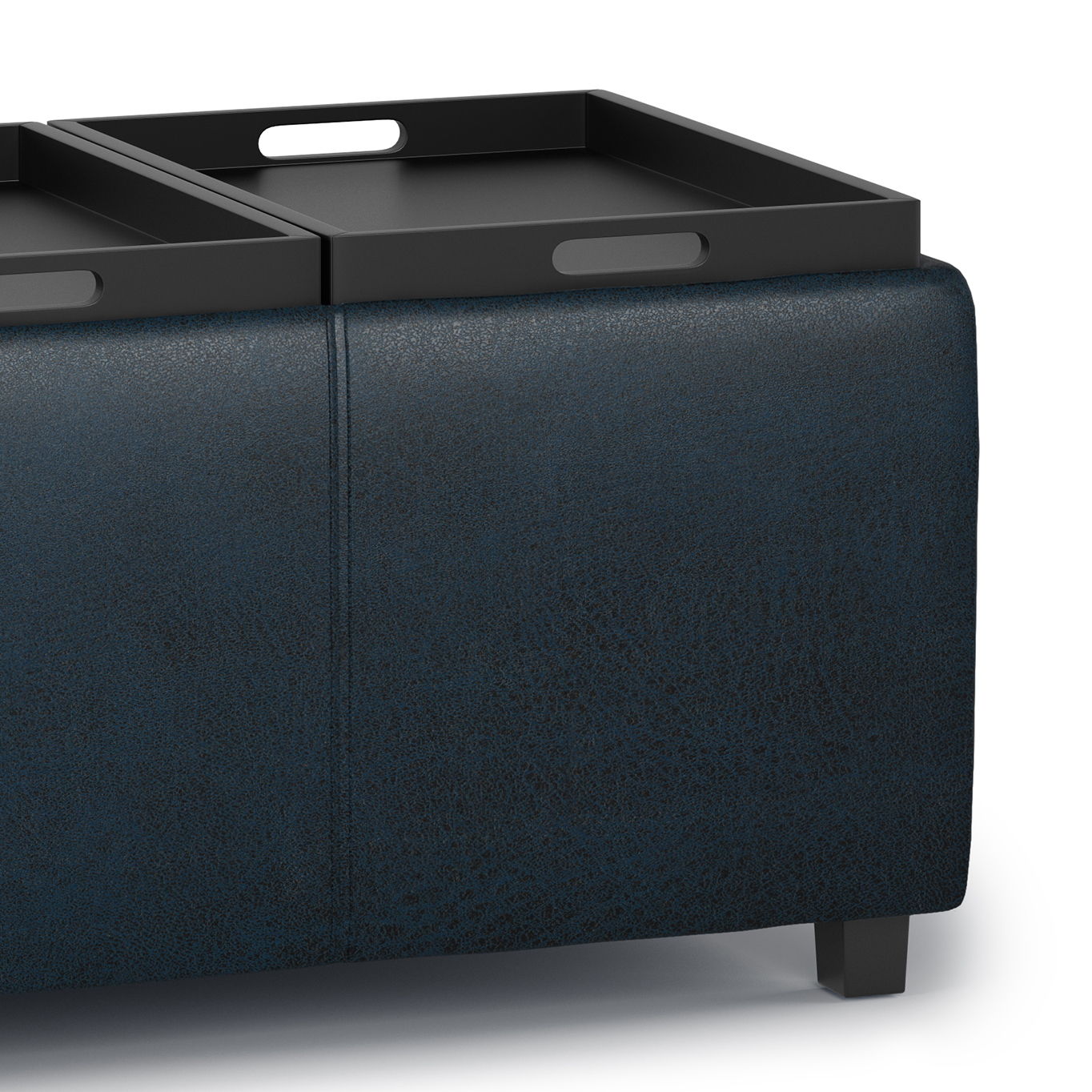 Avalon - Storage Ottoman - Distressed Dark Blue