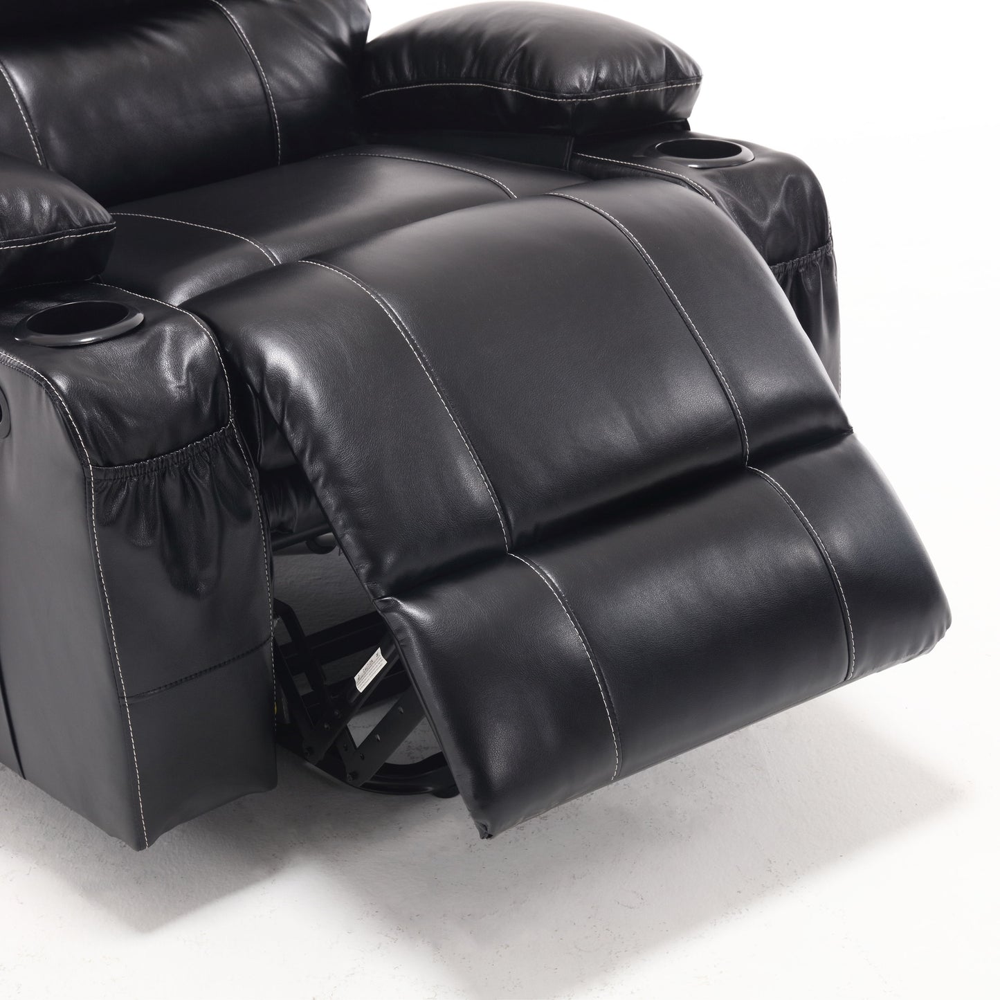 Large Size Electric Power Lift Recliner Chair Sofa, 8 Point Vibration Massage And Lumber Heat, Remote Control, Side Pockets And Cup Holders - Black