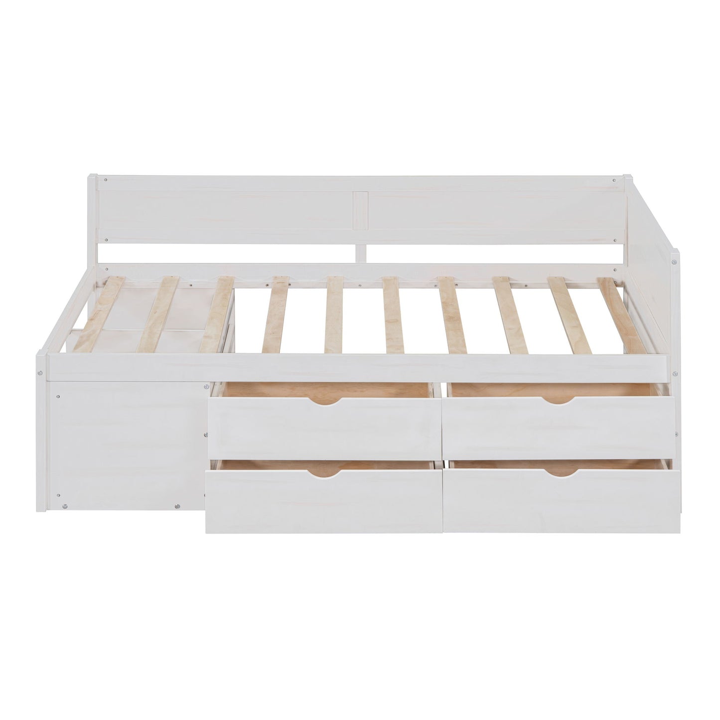 Twin Size Daybed With Drawers And Shelves - White
