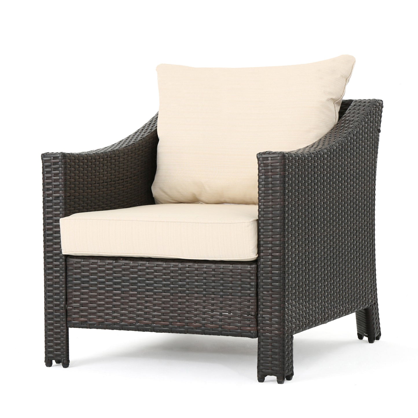 Antibes - 4 Pieces Wicker Chat Set - Brown / Beige