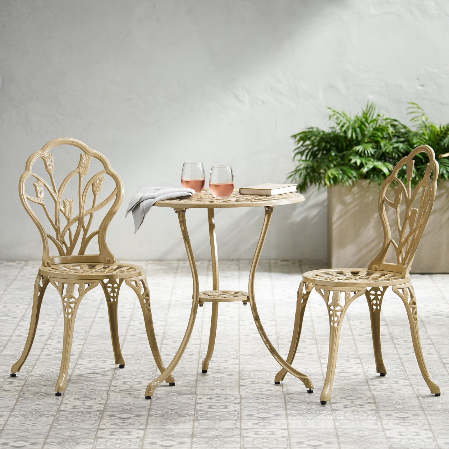 Nassau - Cast 3 Pieces Bistro Set - Sand