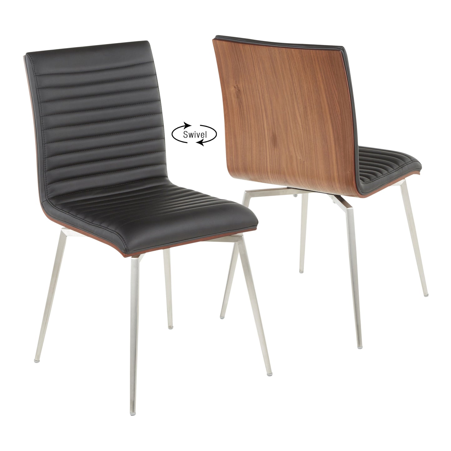 Mason - Contemporary Dining / Chair With Swivel (Set of 2) - Walnut / Black