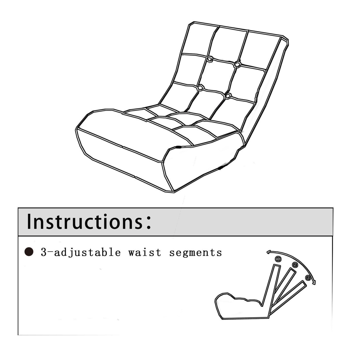 Single Sofa Reclining Japanese Chair Lazy Sofa Tatami Balcony Adjustable Chair - Navy