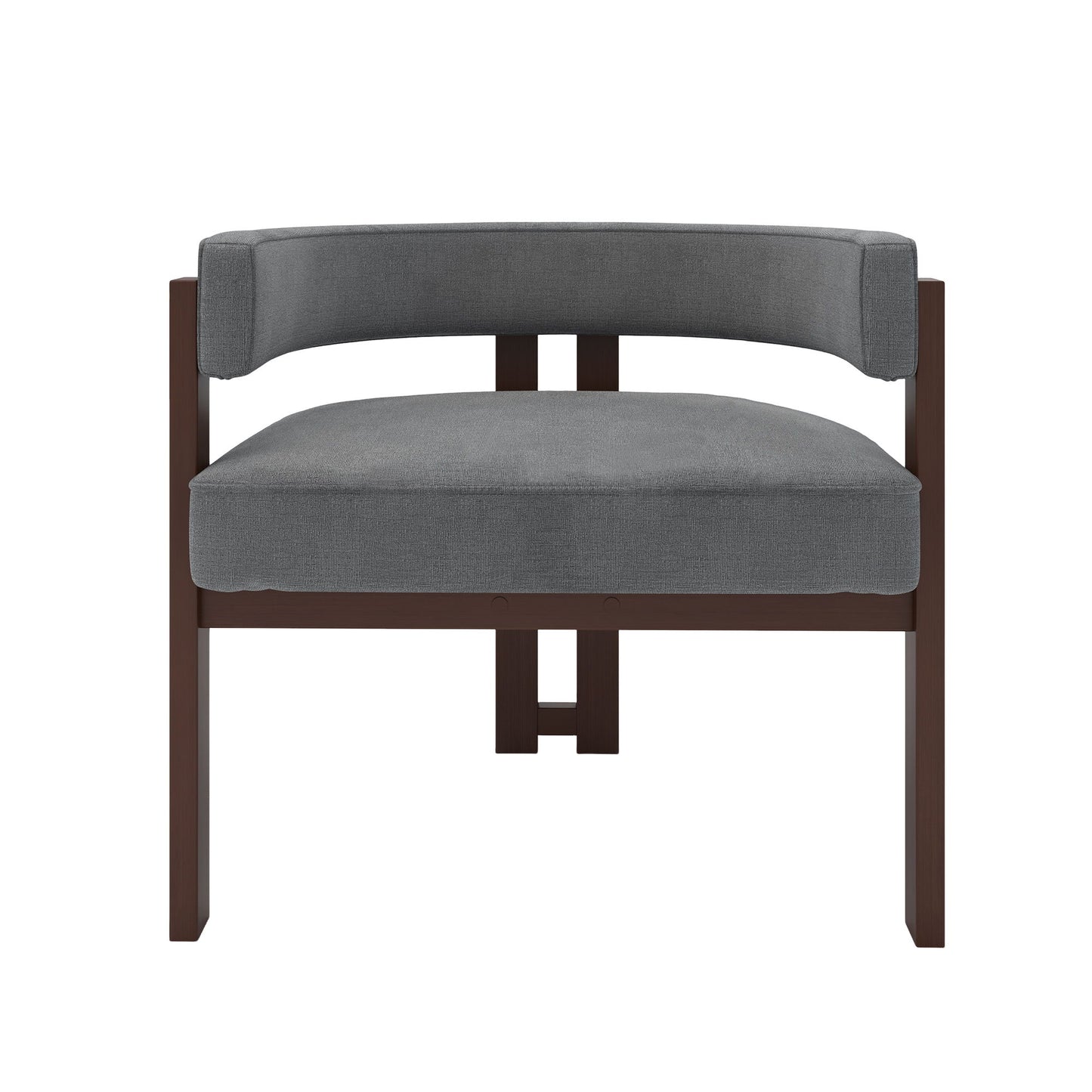 Modern Accent Chair Teddy Upholstered Armchair With Open Back 3 Legs Barrel Dining Chair Comfy Side Chair (Set of 2) - Gray