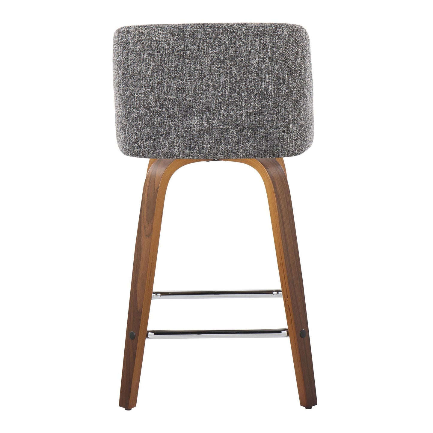 Toriano - Mid-Century Modern Fixed Height Counter Stool With Swivel And Square Footrest (Set of 2) - Walnut / Gray