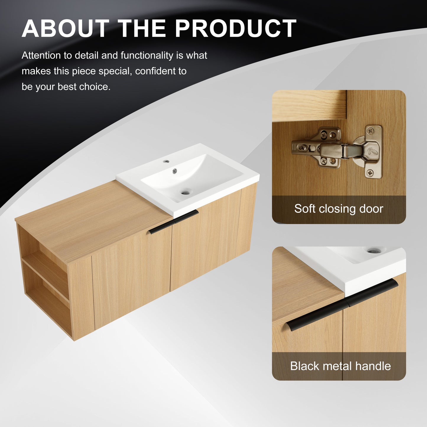 Modern Bathroom Vanity Sink Combo With Ample Storage - Oak