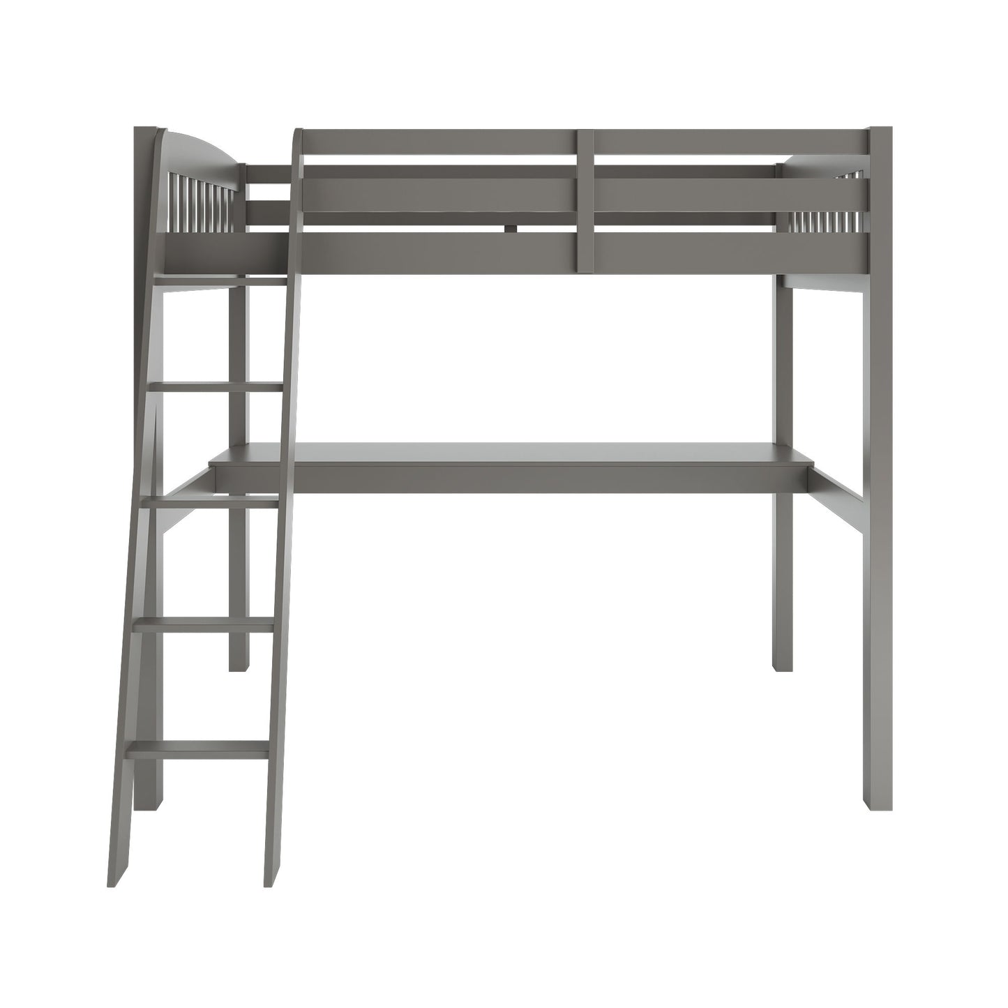 Everest - Full Size For Kids And Toddlers High Loft Bed With Desk And Storage - Gray