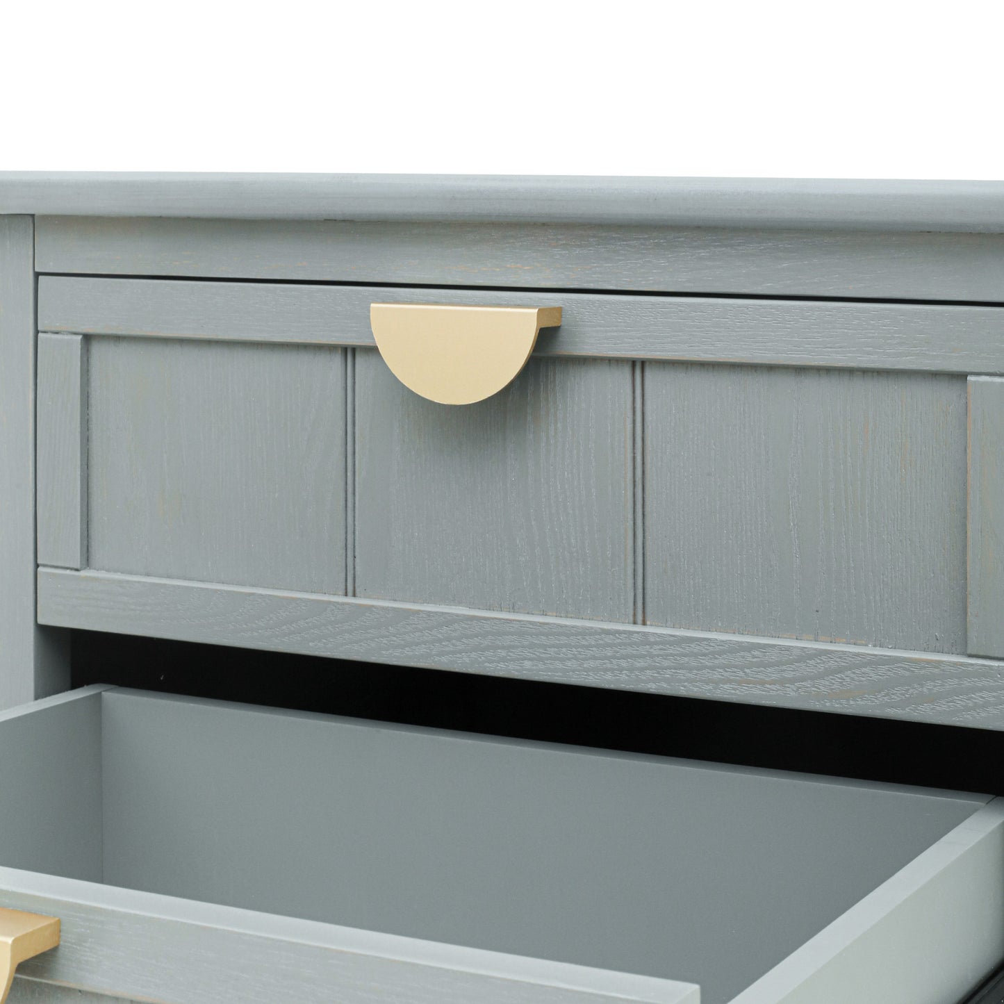 2 Drawer Side Table, American Style, End Table, Suitable For Bedroom, Living Room, Study - Light Gray