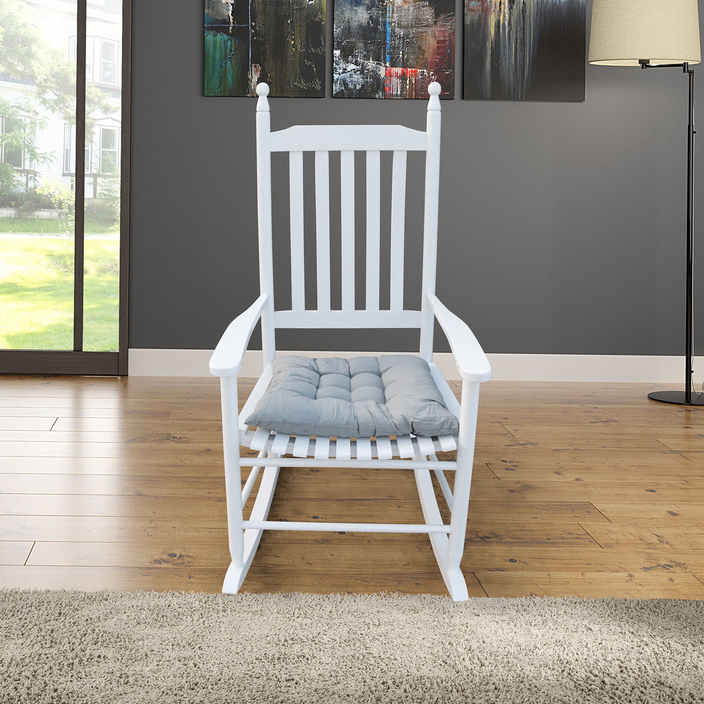 Wooden Porch Rocker Chair, Without Mat - White