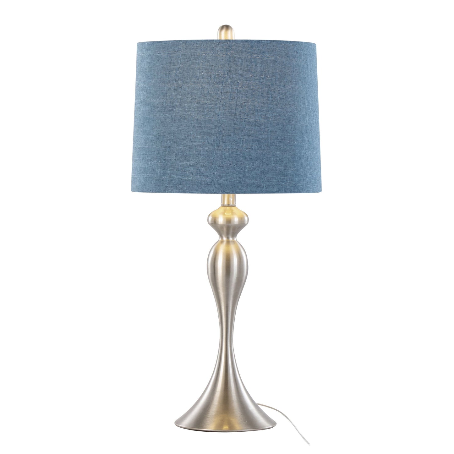 Ashland - Contemporary Table Lamp (Set of 2) - Nickel / Moroccan Blue Slub