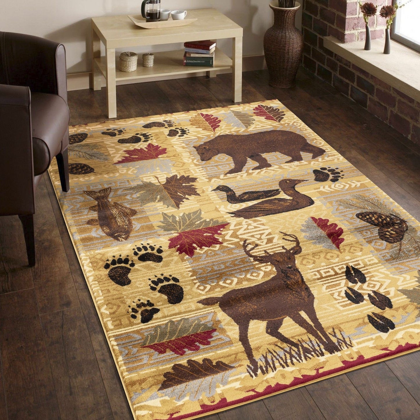 Nature's Nest - 7'10" X 10'3" Lodge Area Rug Polyester - Multi