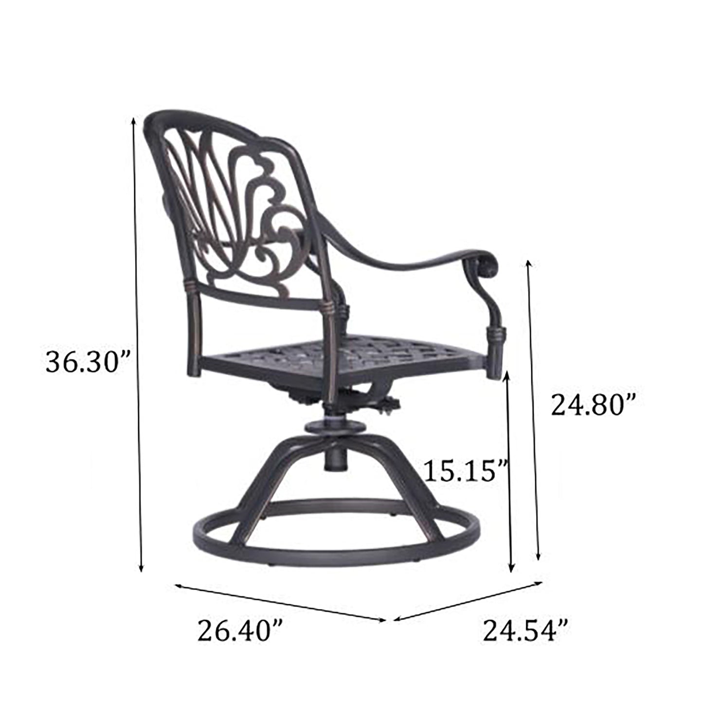 Square 8 Person 64" Long Aluminum Dining Set With Cushions With Swivel And Rocking Chairs - Dark Gray / White