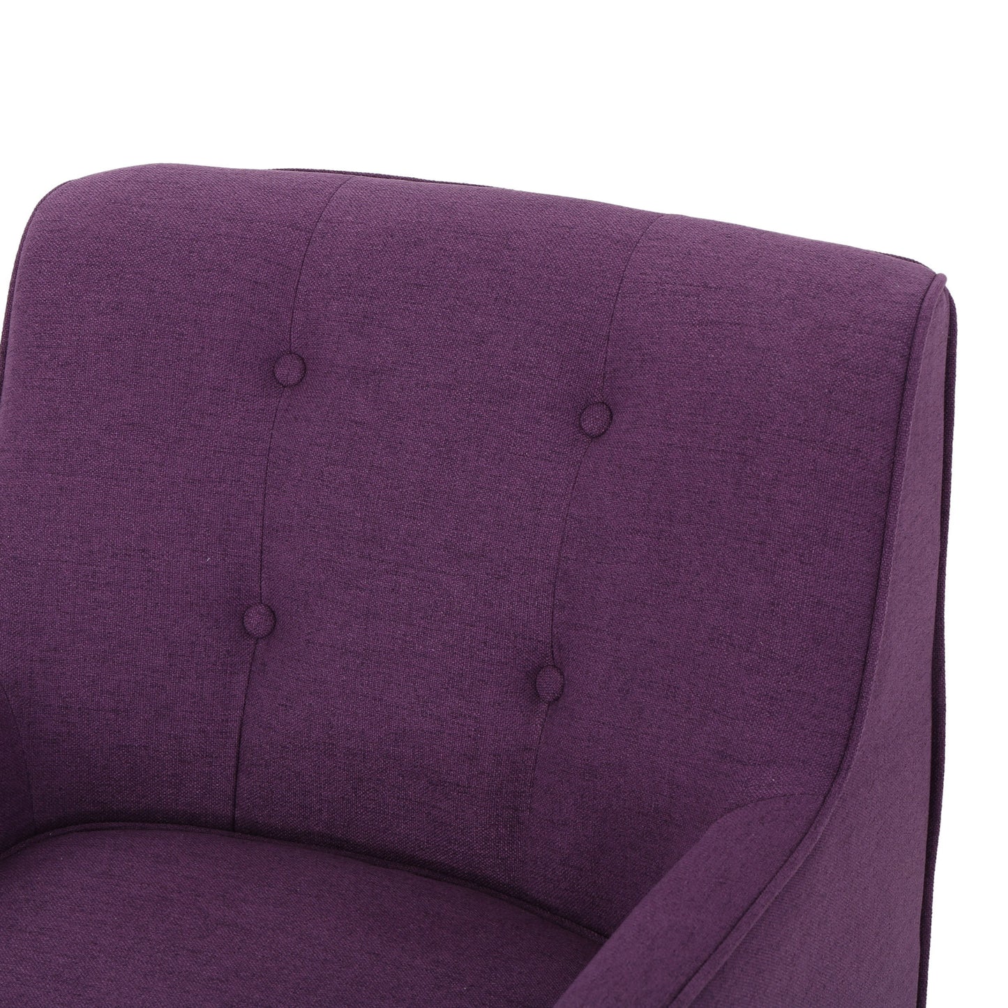 Modern Arm Chair With Tufted Back Fabric And Birch Wood Legs - Purple