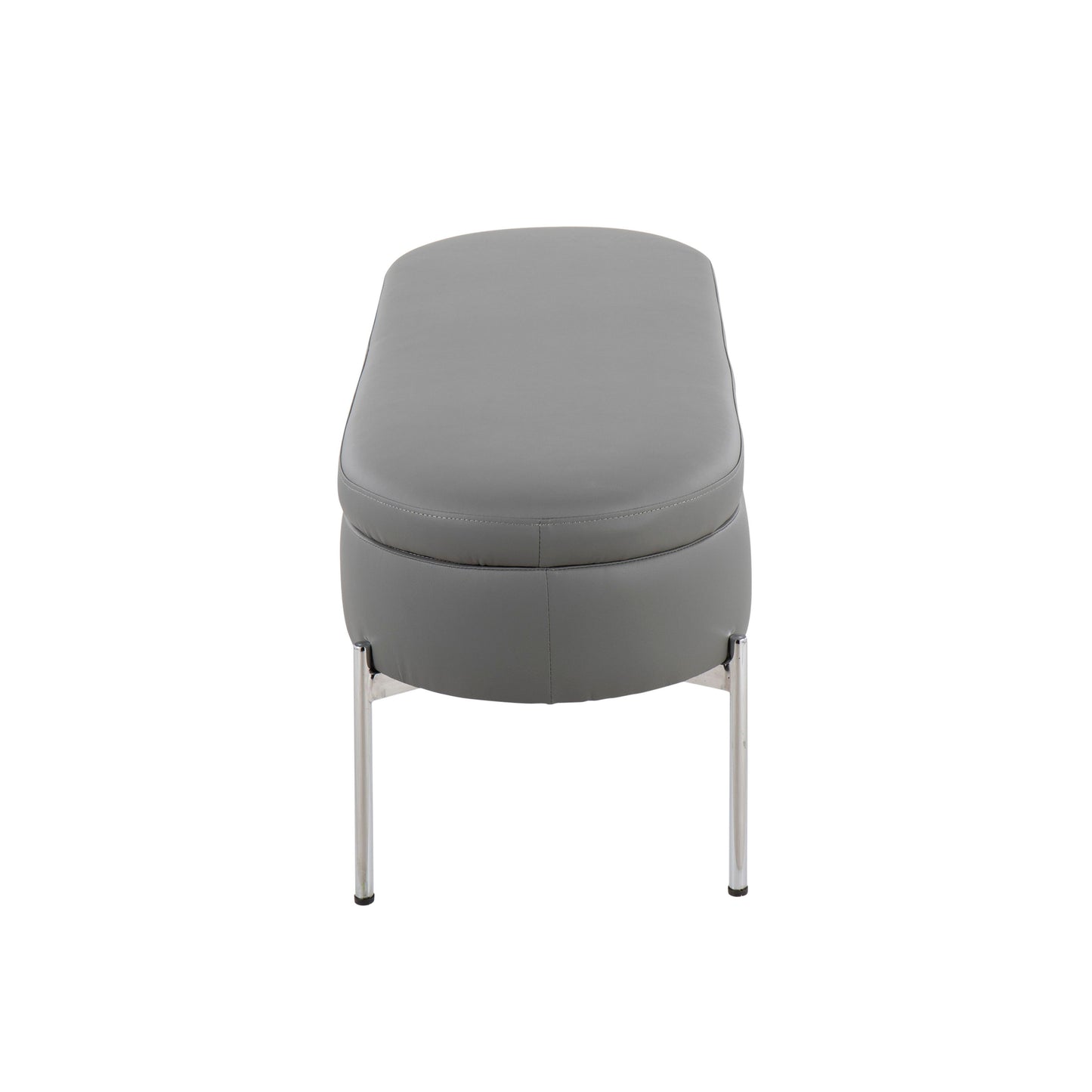 Chloe - Contemporary / Glam Storage Bench - Chrome / Gray