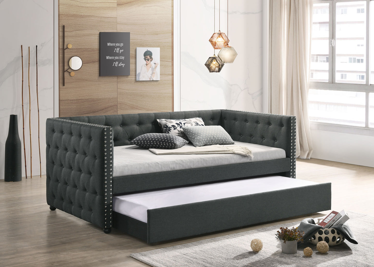 Romona - Twin Daybed With Trundle - Gray
