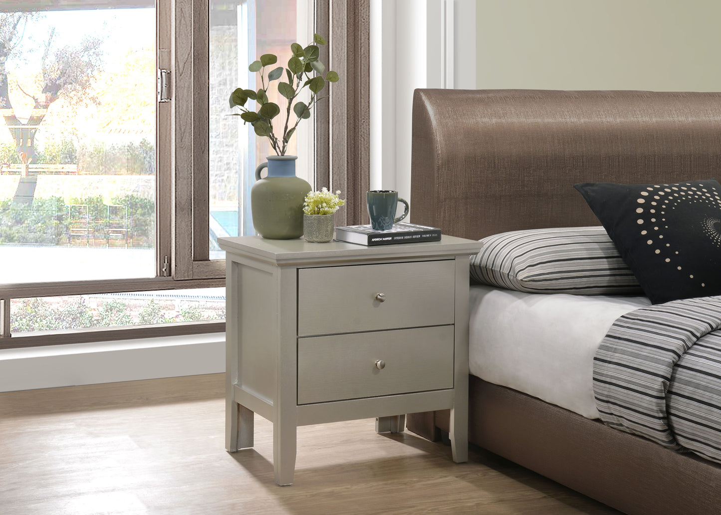Primo - Nightstand - Silver Champagne