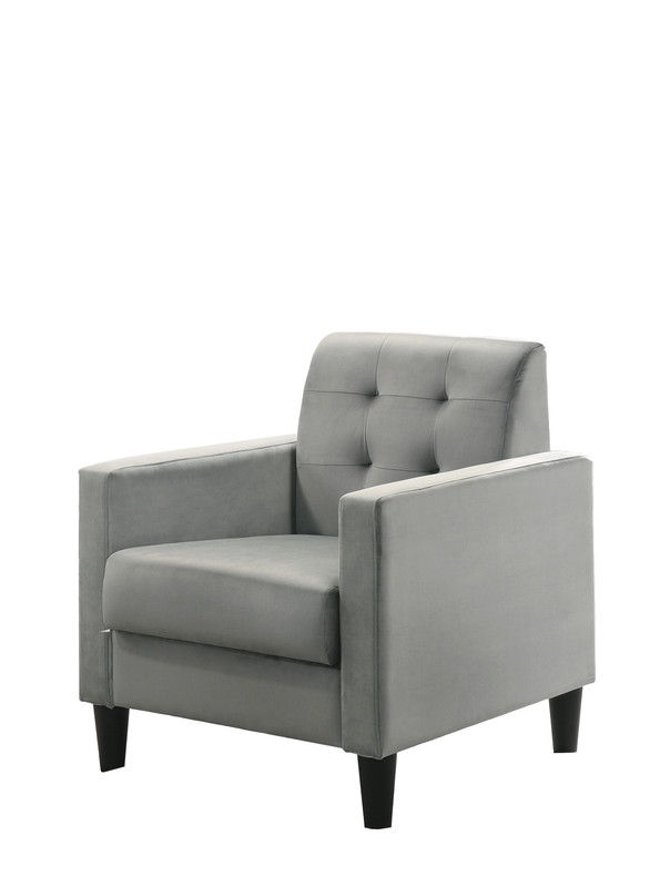 Hale - Velvet Armchairs And End Table Living Room (Set of 3) - Light Gray