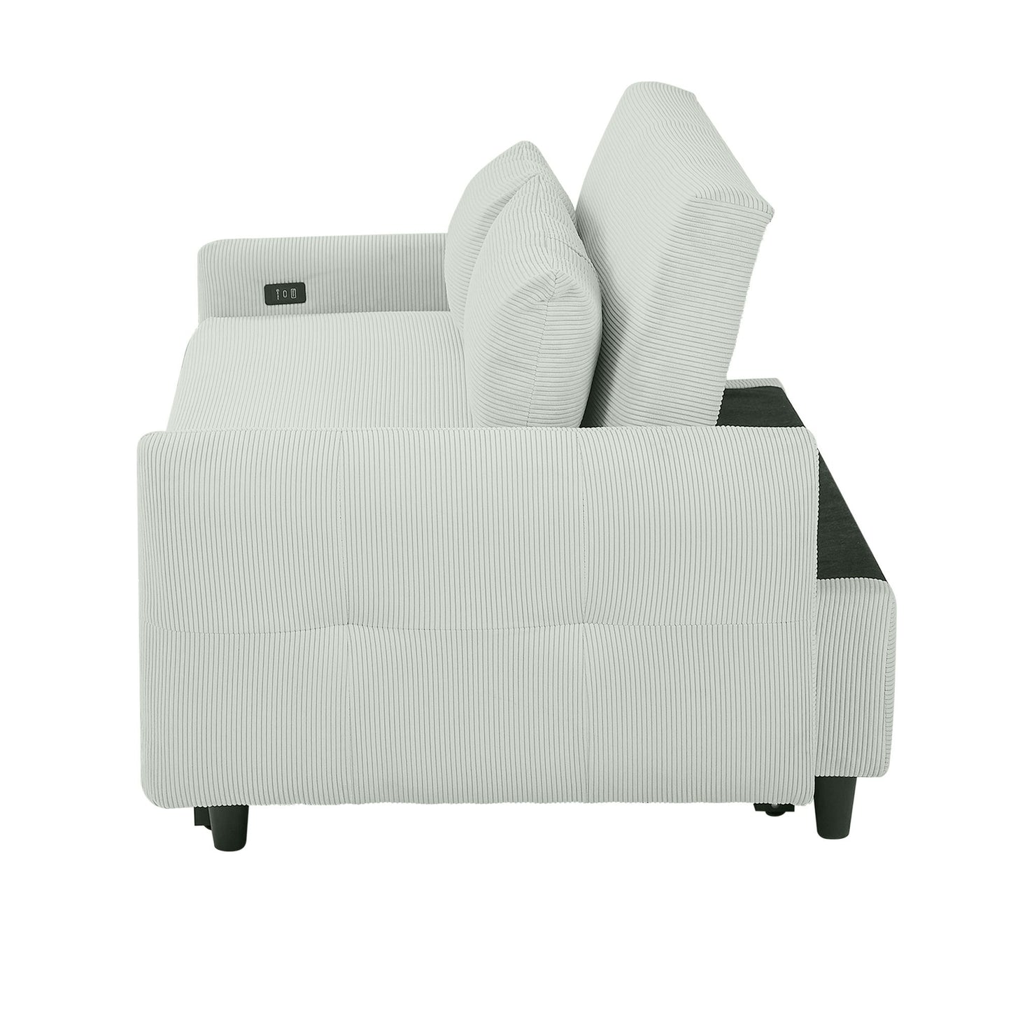 Pull Out Sofa Bed Convertible Couch 2 Seat Loveseat Sofa Modern Sleeper Sofa With 2 Throw Pillows And USB Ports For Living Room - Light Gray Green