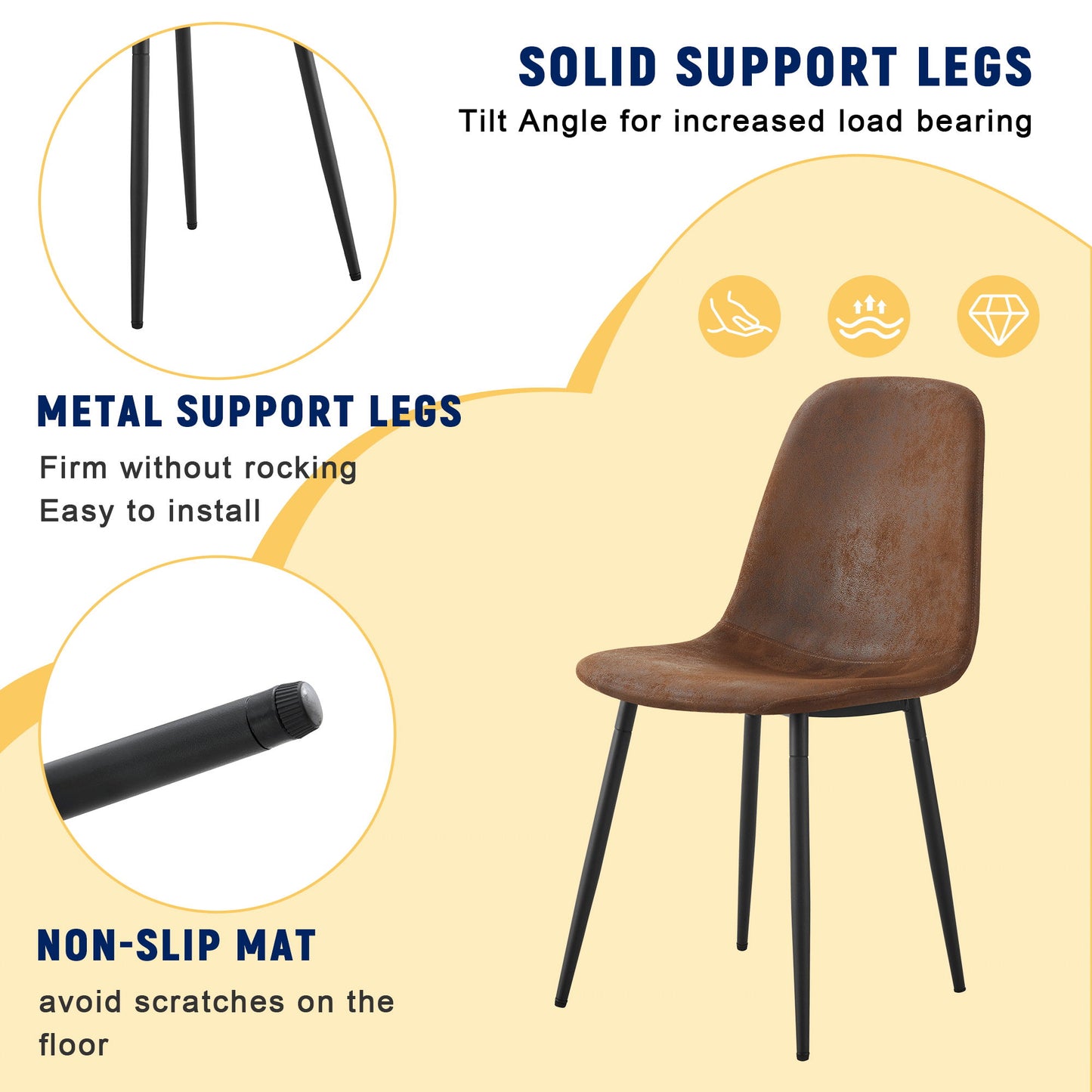 Modern Transferred Leg Backrest Dining Chair And Herringbone Dining Table Set Model Of Elegance And Durability For Home Furnishing - Brown / Walnut