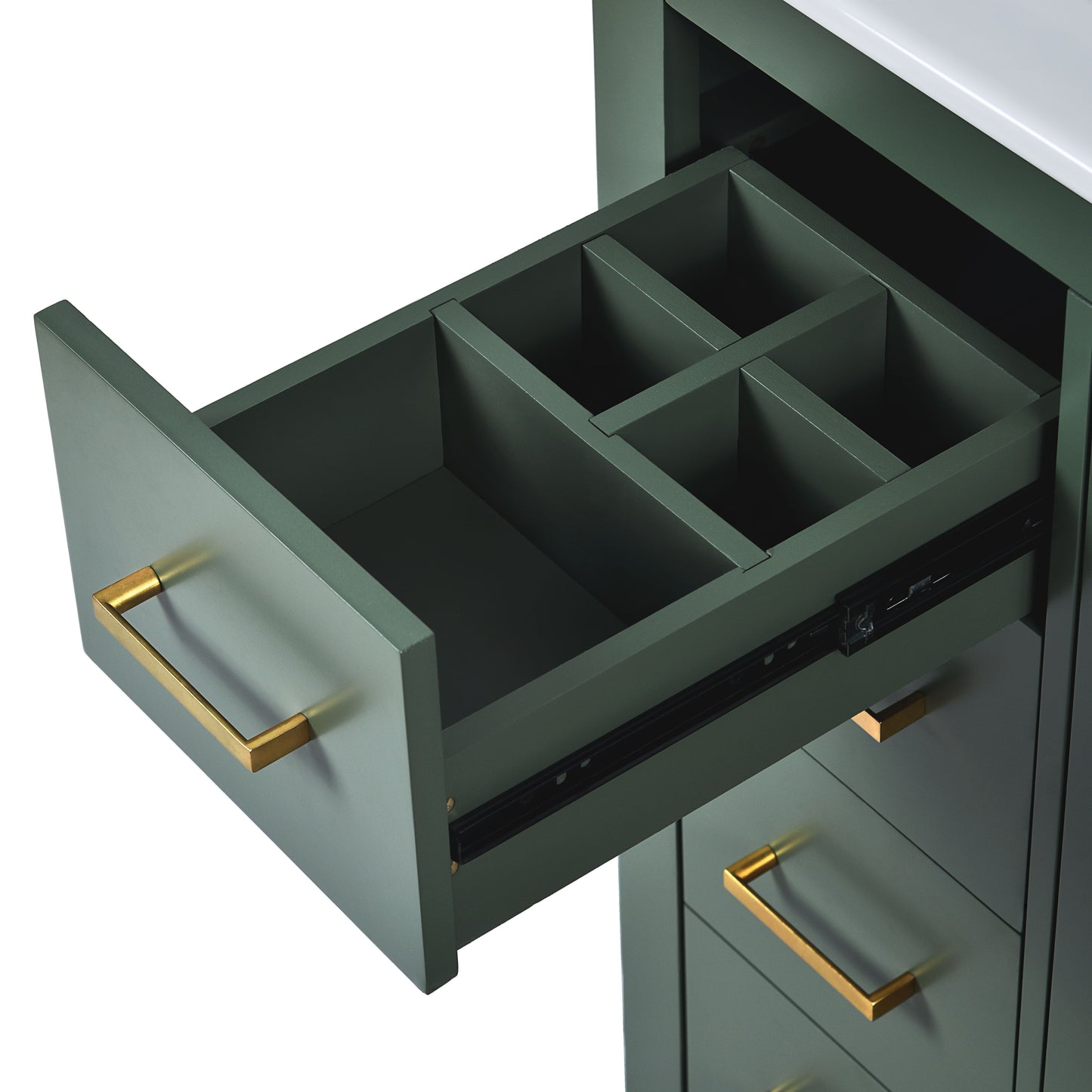 Bathroom Vanity With Ceramic Sink Combo, Frame Bathroom Storage Cabinet, Freestanding Vanity Set With 3 Drawers & Soft Closing Doors - Green