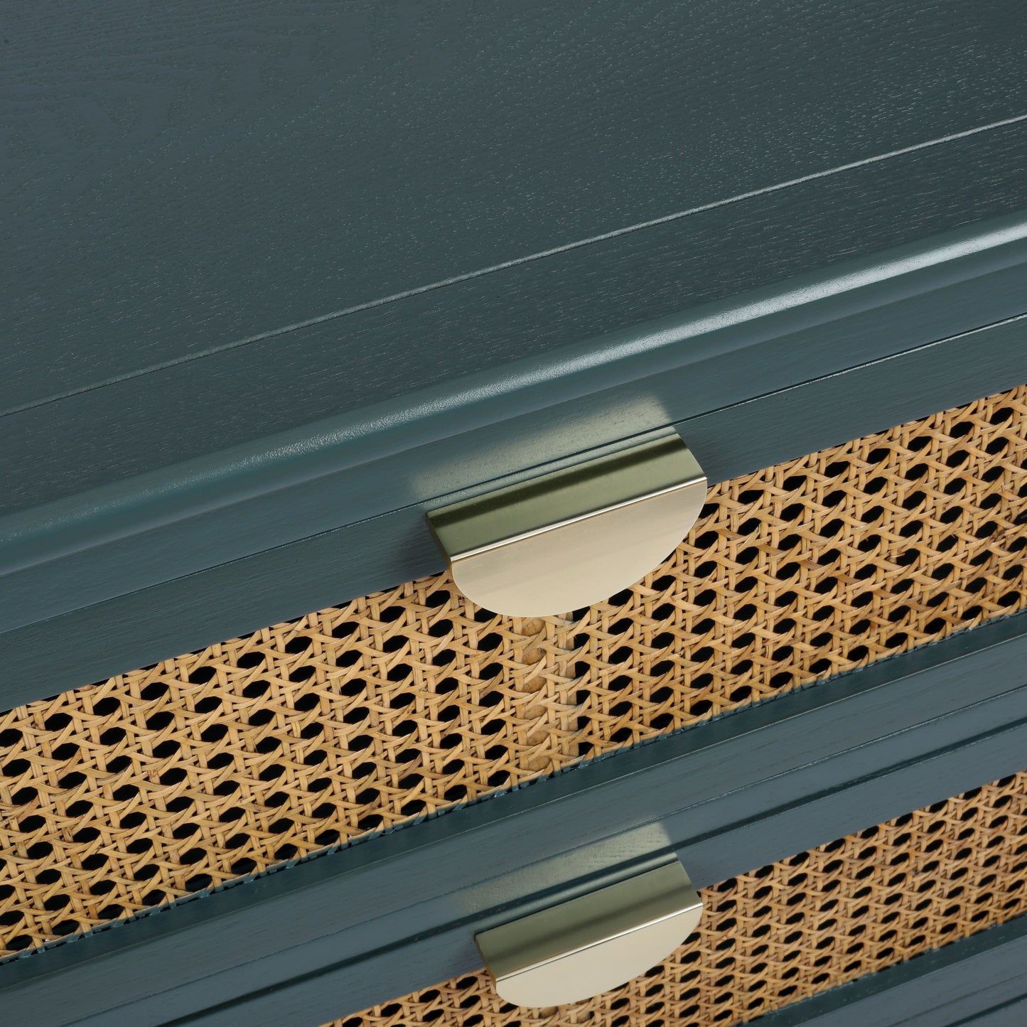 3 Drawer Cabinet - Natural Rattan, Suitable For Bedroom - Green