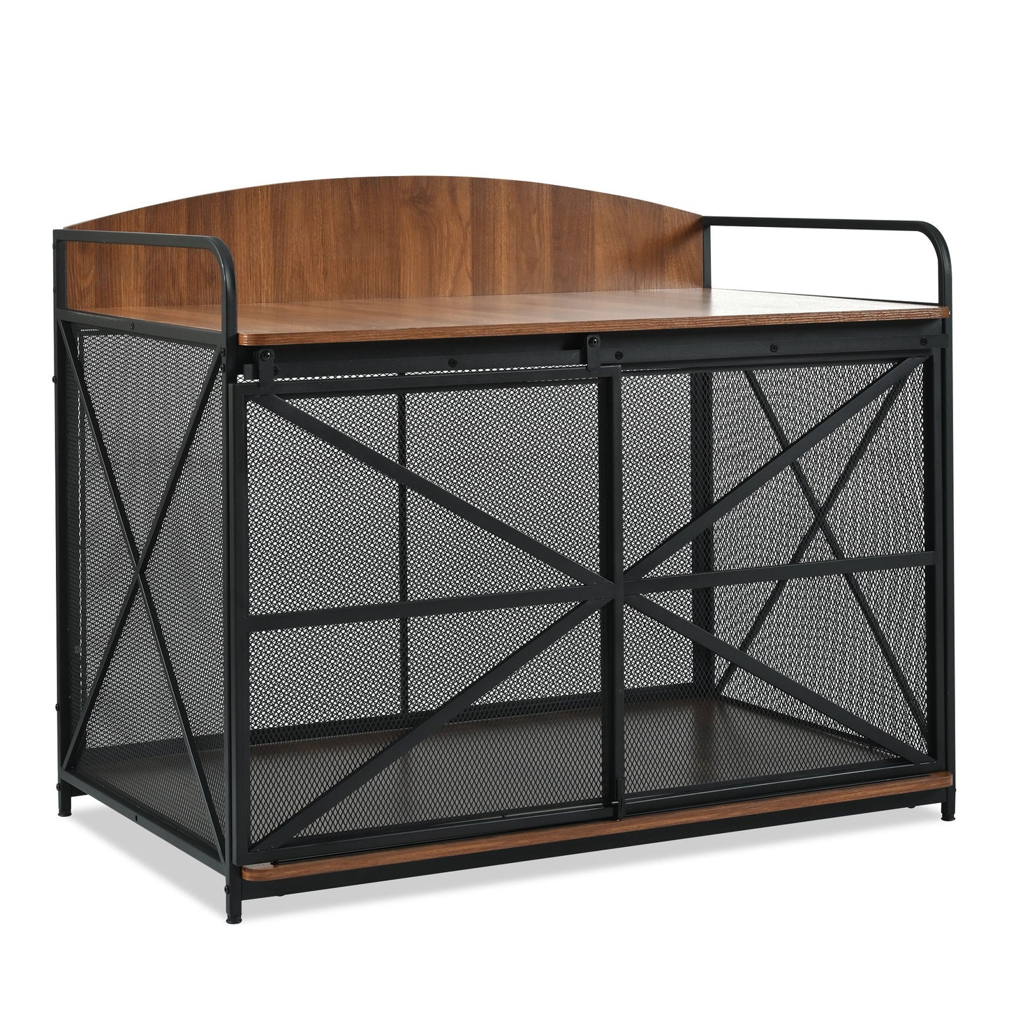 Heavy Duty Large Dog Crate Furniture For Large Medium Dog, Farmhouse Wooden Dog Kennel Indoor End Table, Decorative Pet House For Large Dogs - Brown