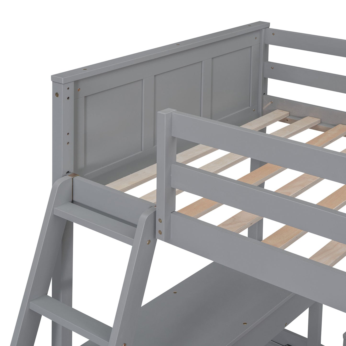 Twin Over Full Bunk Bed With Desk - Gray