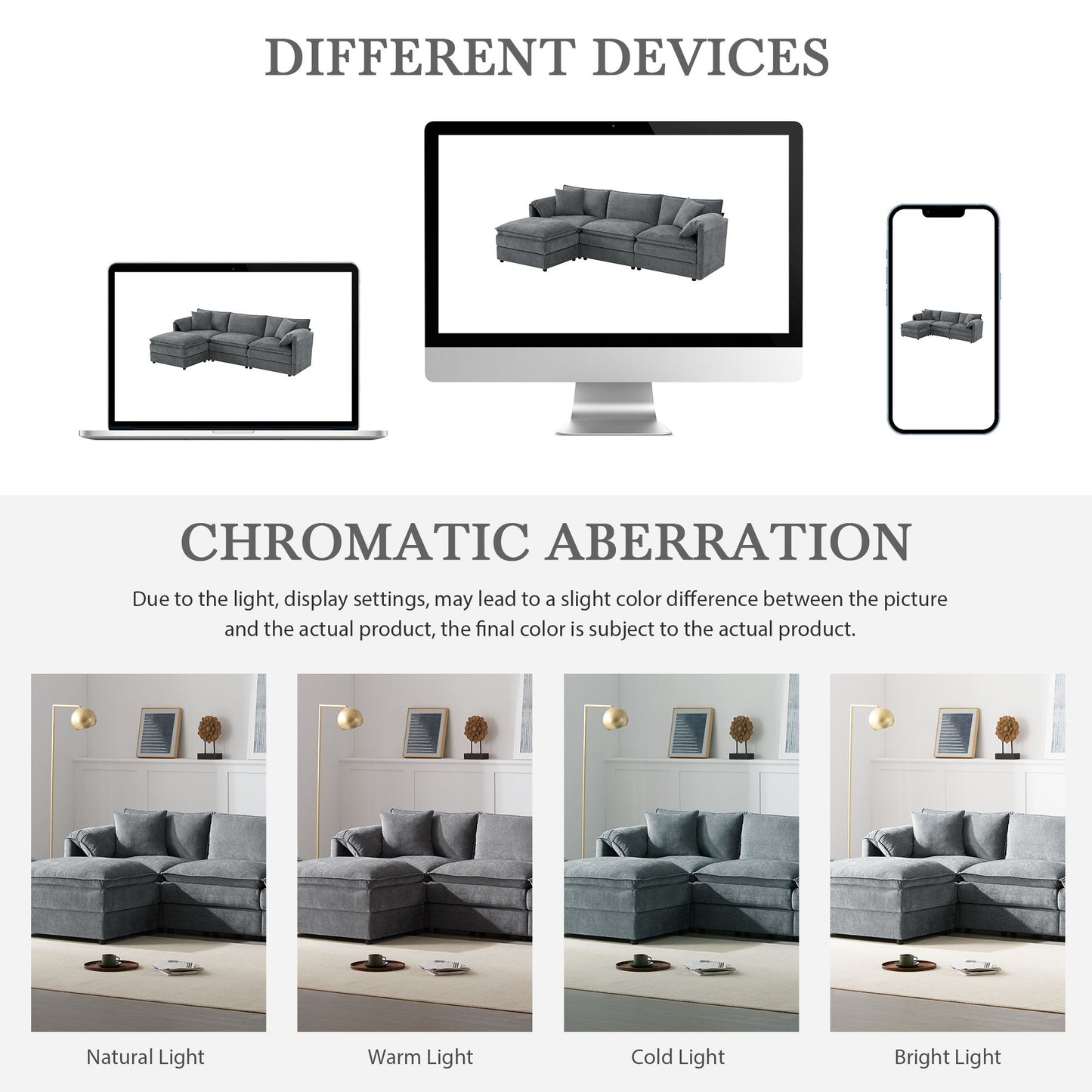 Modular Sectional With Deep And Wide Seat, L Shaped Cloud Couch Set With Double Cushions 4 Seat Sofa With Movable Ottoman Oversized - Dark Gray
