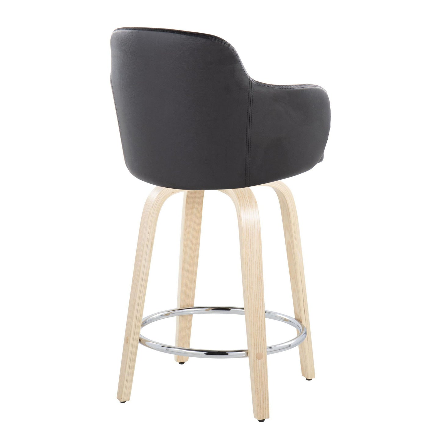 Boyne - Contemporary Fixed Height Counter Stool With Swivel With Round Footrest (Set of 2) - Natural / Black