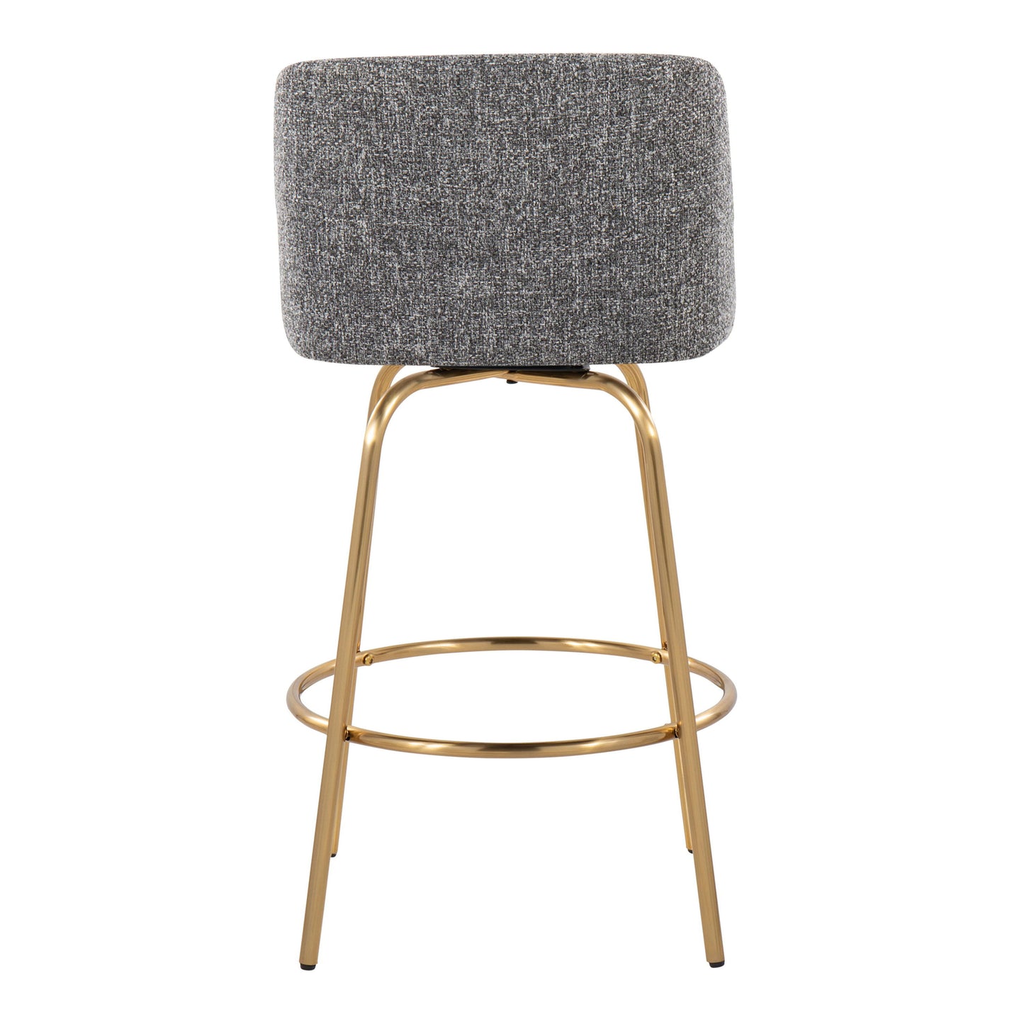 Toriano - Contemporary Fixed Height Counter Stool With Swivel With Round Footrest (Set of 2) - Gray / Gold